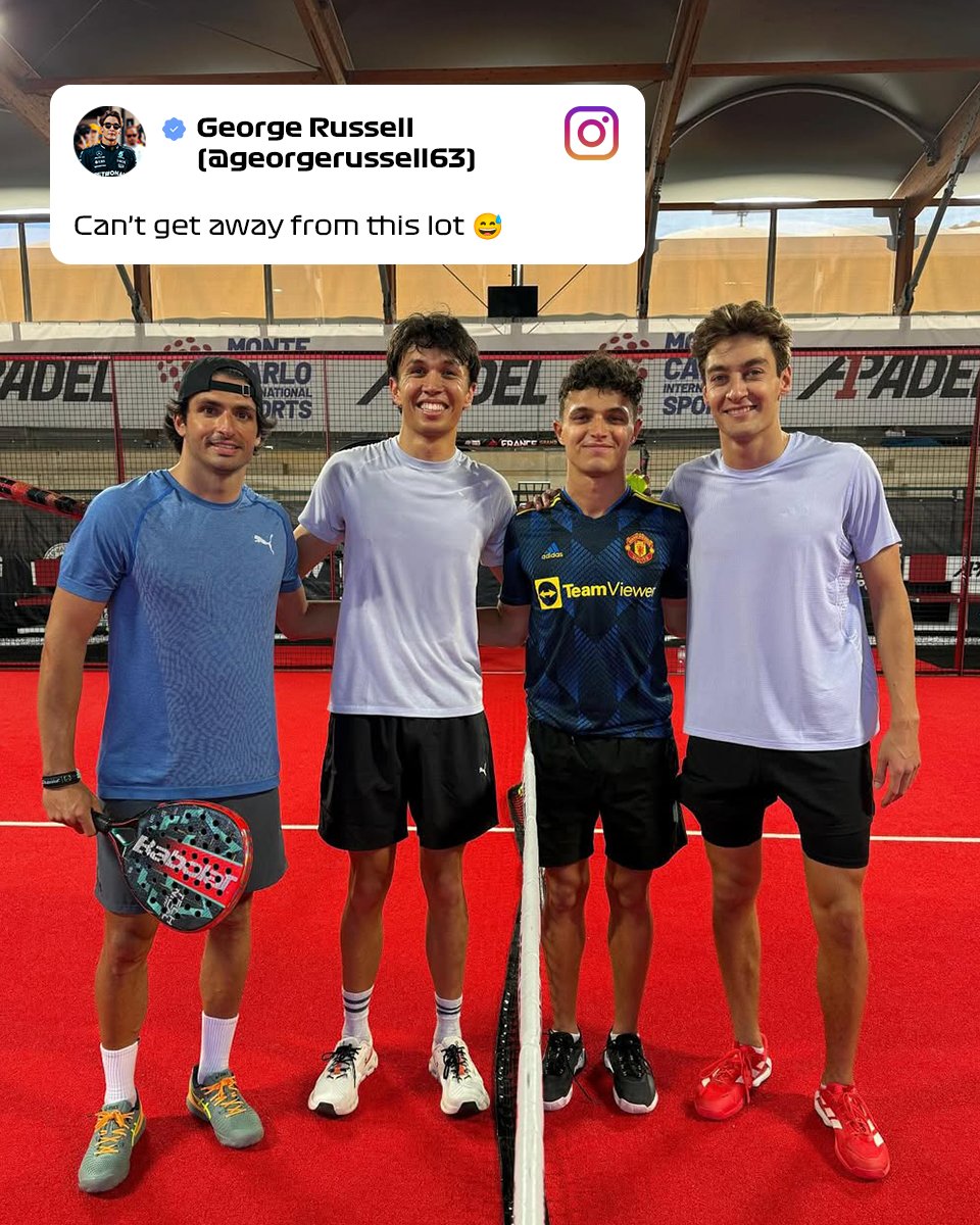 F1's tweet image. Carlos finally made it into the padel group chat! 🎾

#F1