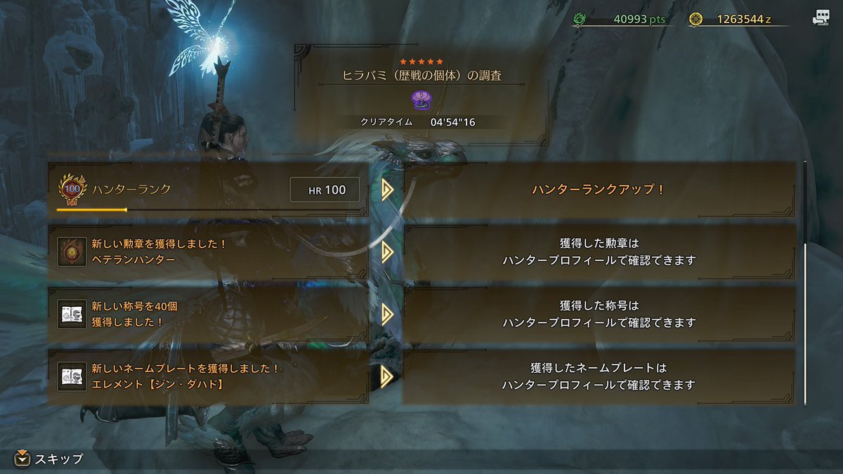 少しずつ進めてたサブキャラもHR100突破ー
装飾品とかまだ足りてないけどちょこちょこ装備更新していけるのがやっぱり楽しいや