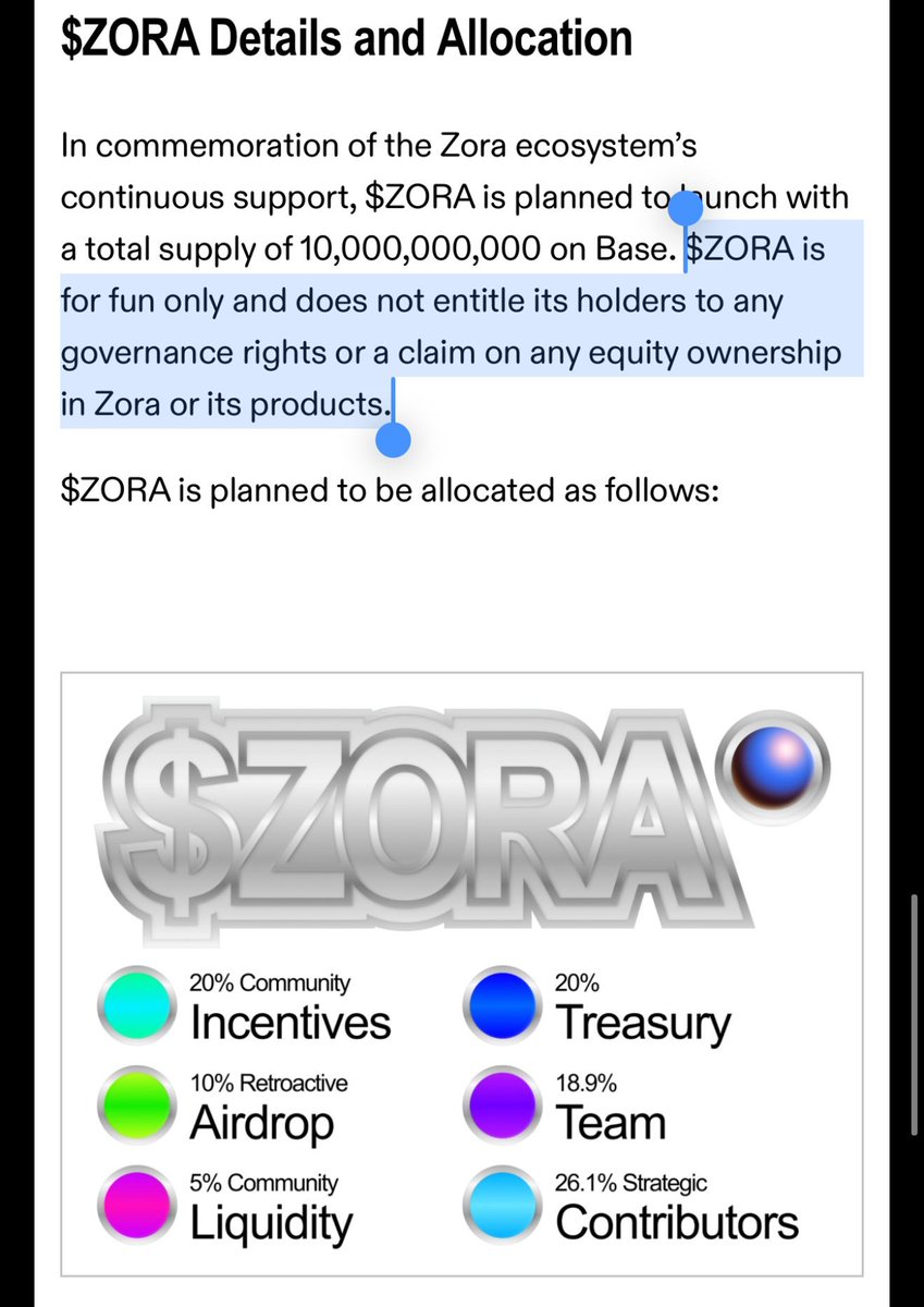 divine_economy's tweet photo. how times change

exhibit a: "hyperstructures," an essay by the zora founder theorizing the ownership of protocols that entitle you to fees

exhibit b: the $zora token, giving you no ownership over the protocol or any kind of fees https://t.co/mpL1A9URGl