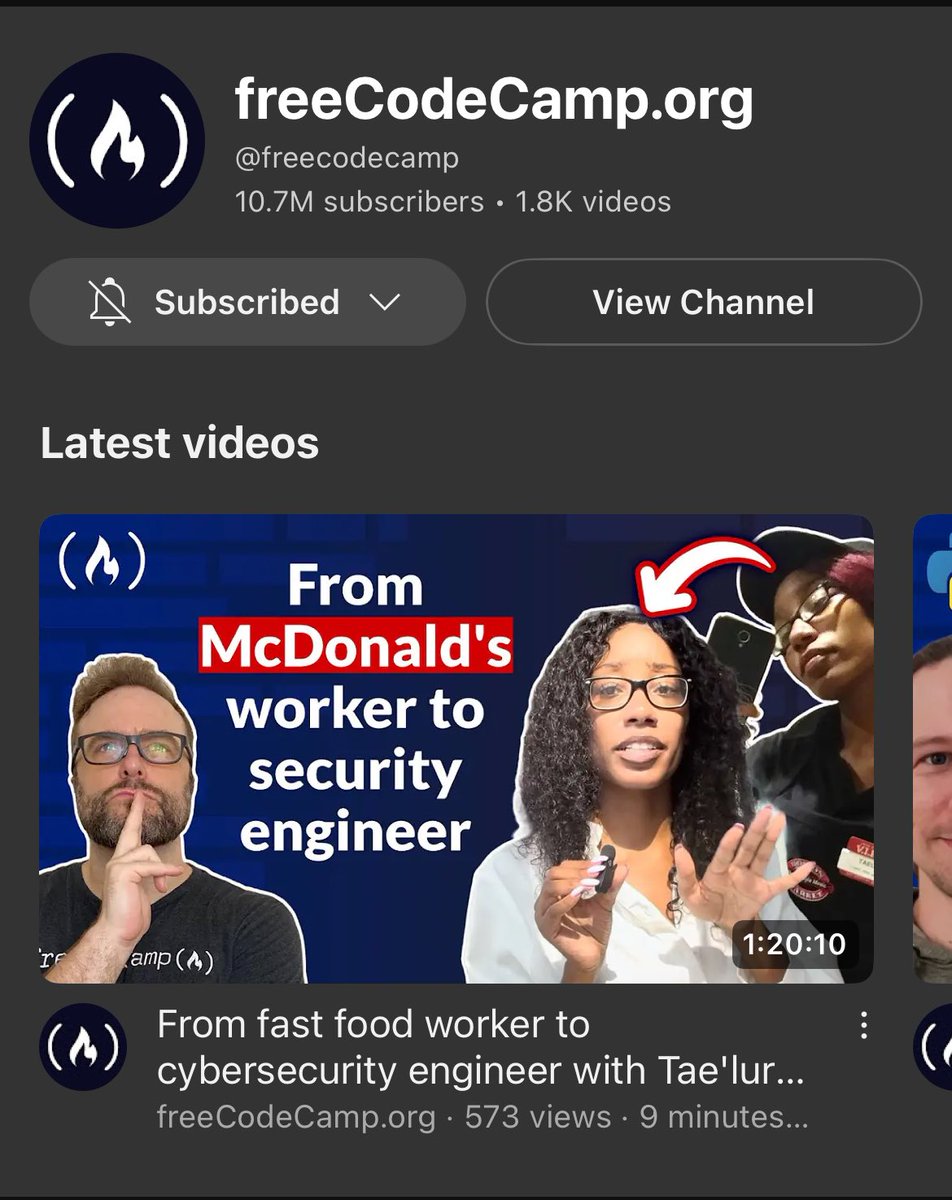 TaelurAlexis's tweet photo. Guys I made it to @freeCodeCamp lol thank you so much Quincy. In this video I discuss my journey as a self taught developer &amp; now security. This is a full circle moment because I started learning how to code there https://t.co/HlSc8dpJnn https://t.co/7kE01qELfr