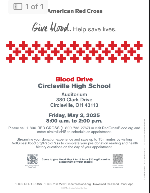 Support CHS Key Club and sign up for their Blood Drive on Friday, May 2nd!