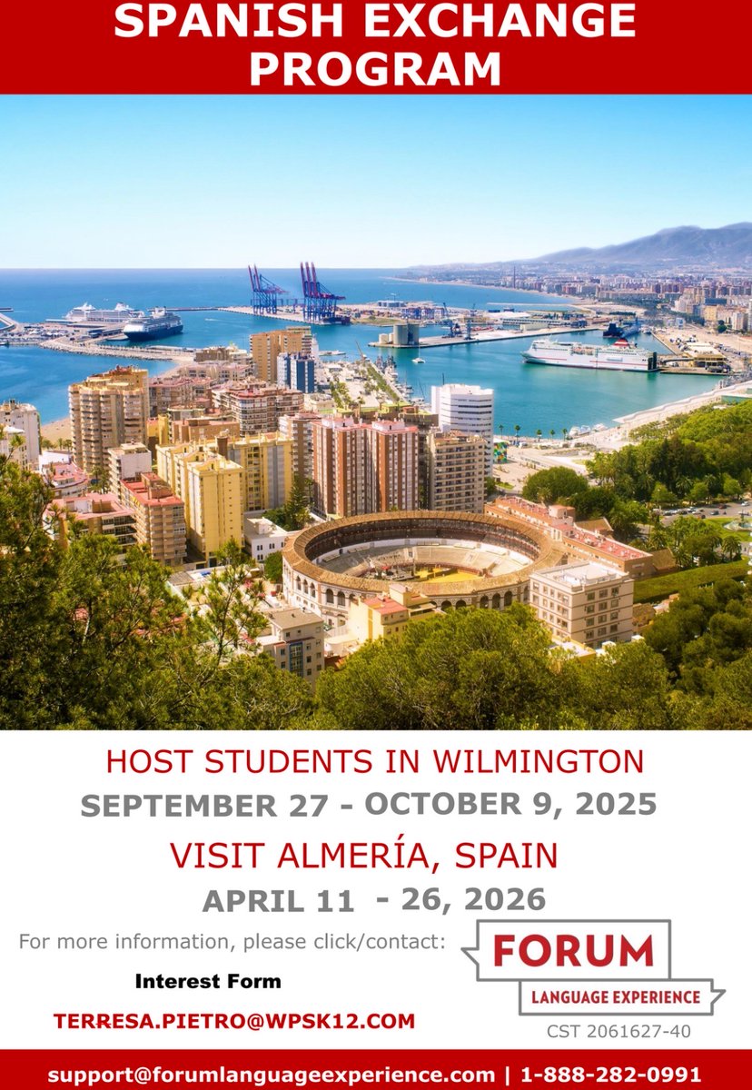 If students and families are interested in the upcoming Spanish Exchange please note the interest form should be filled out by May 1! 

Don’t let FOMO become “oh no… 😢”

docs.google.com/forms/u/5/d/e/…