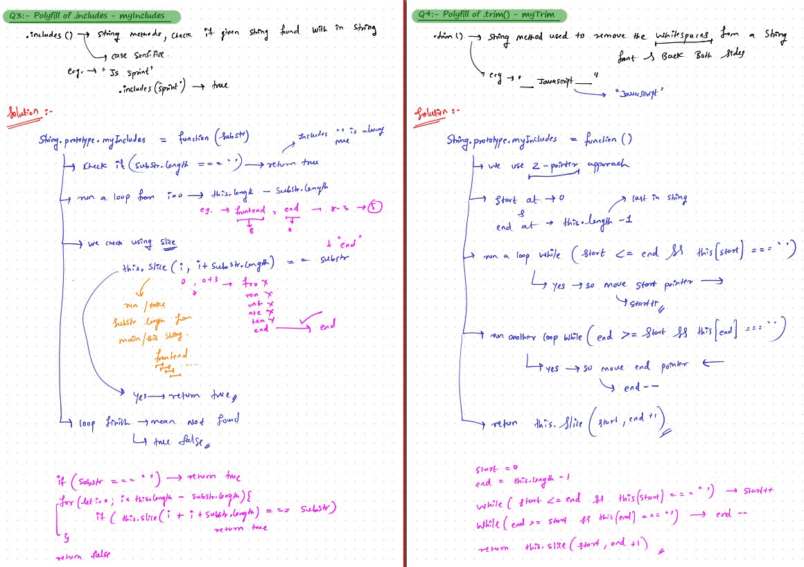 Prathamesh_532's tweet photo. 🚀 Day 11 of 21-Day #JS Sprint #CodingHero by @hiteshdotcom Sir
 Topic: Polyfills
✨ .startsWith()
✨ .endsWith()
✨ .includes()
✨ .trim()
✨ .split()
#JavaScript #webdev #CodingJourney #chaiAurCode #MERNstack #remotejobs https://t.co/LqwxAYF3A8