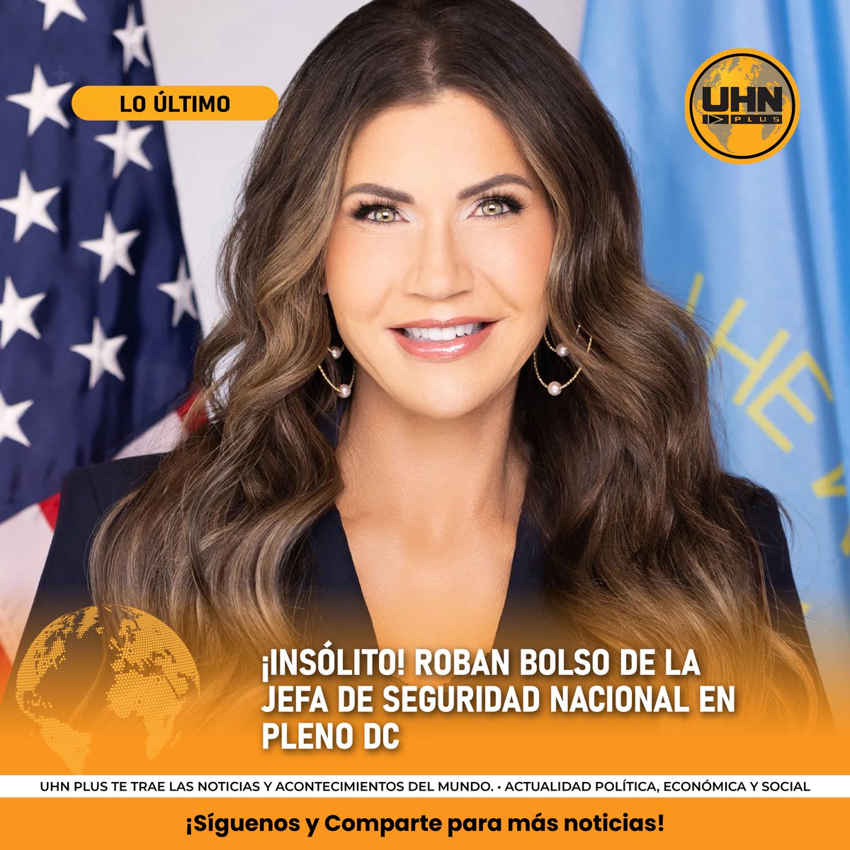🇺🇸 | A Kristi Noem, secretaria de Seguridad Nacional de EE.UU., le robaron su bolso en un restaurante de Washington DC. 

Dentro llevaba $3,000 en efectivo, documentos personales, pasaporte y hasta su placa oficial del DHS. El ladrón fue captado por cámaras y la investigación ya