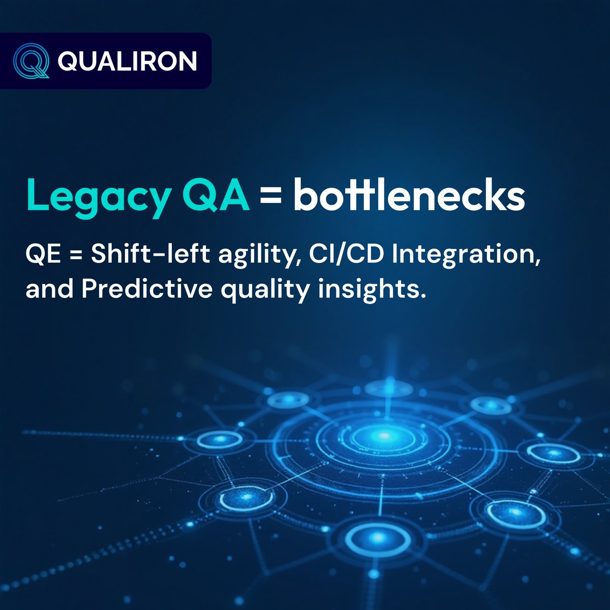qualiron's tweet photo. At Qualiron, QA isn't just defect detection — it's a strategic edge.
- Quality from the start
- Smart automation
- Precision for critical industries
When quality drives experience, businesses win.
#QA #DigitalTransformation #TCoE #Qualiron https://t.co/s9EOk836OD