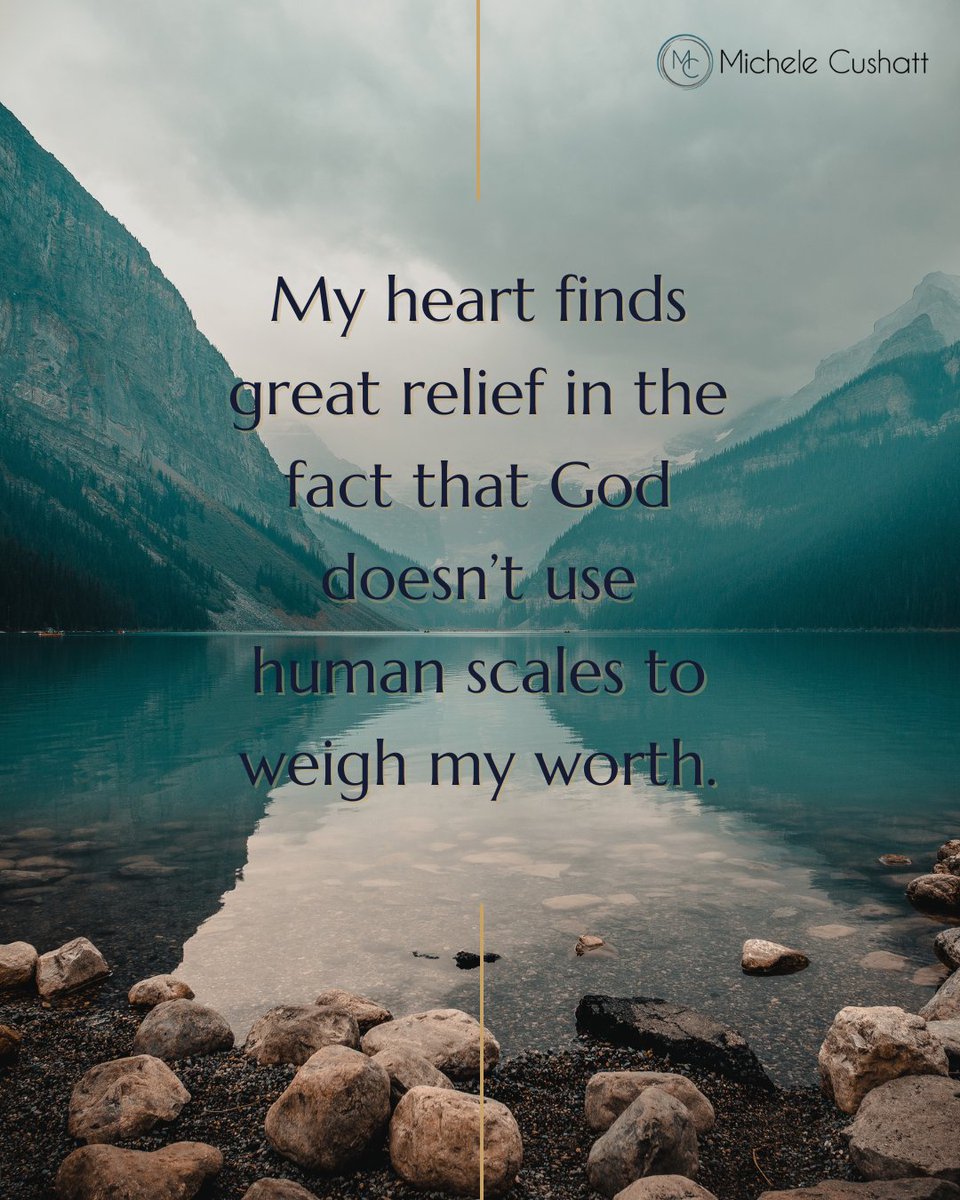MicheleCushatt's tweet photo. My heart finds great relief in the fact that God doesn’t use human scales to weigh my worth.
https://t.co/o1alSYrTmd
#IAmBook #michelecushatt #worthy https://t.co/xtI1MI1i5l