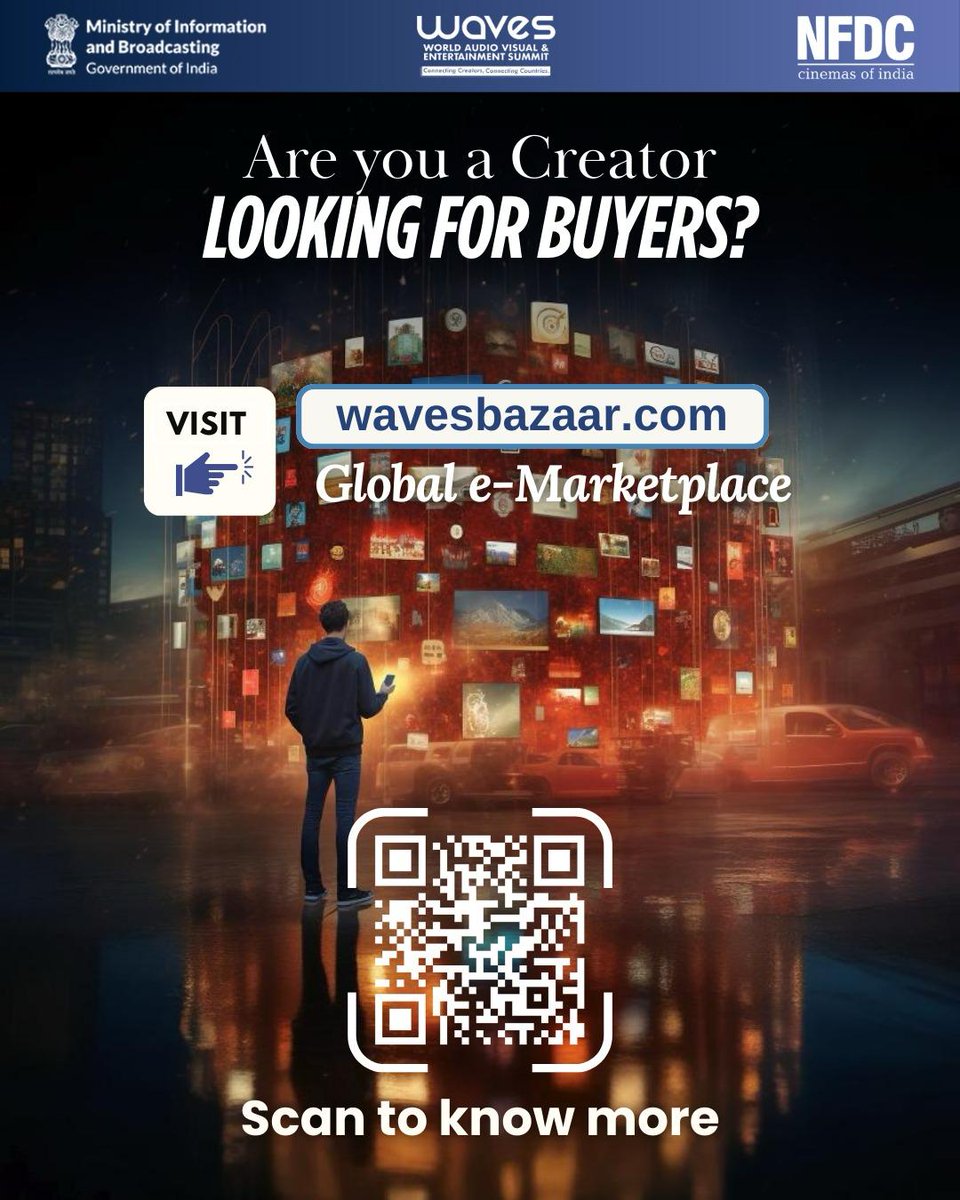 WAVESummitIndia's tweet photo. Are you a buyer searching for creators?

At WAVES Bazaar, e-Marketplace, buyers and sellers come together to form new business partnerships.

Visit: https://t.co/v5QGCufkUm

#CreateInIndiaChallenge #WAVESBazaar #WAVES #WAVES2025 #WAVESIndia #WAVESummit #WAVESummitIndia https://t.co/xXPK5ULmNy