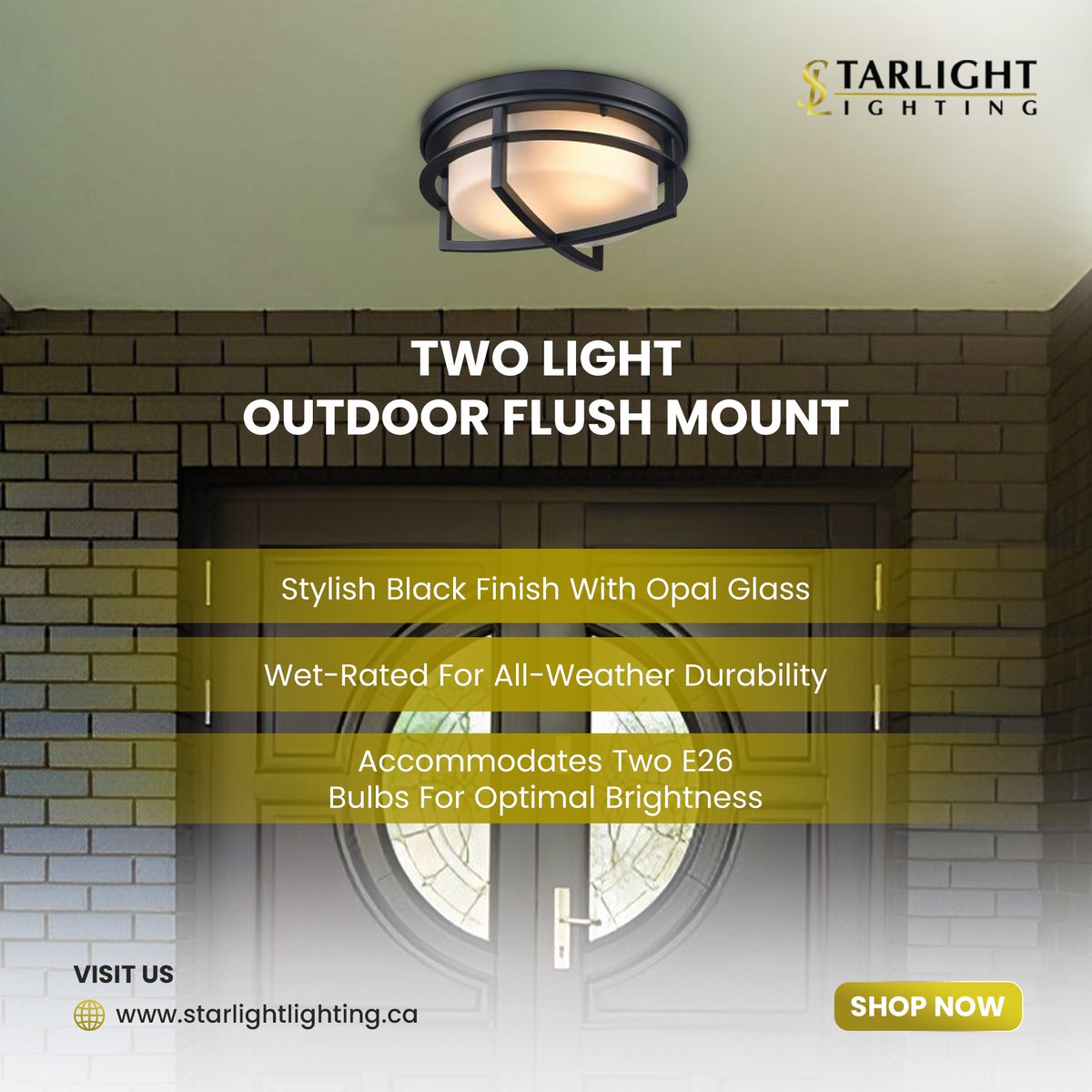 Star_Light_CA's tweet photo. Sleek. Modern. Built for the Outdoors. 🌙✨

✔️ Stylish black finish with opal glass
✔️ Wet-rated for all-weather durability
✔️ Accommodates two E26 bulbs for optimal brightness

🛒 Shop now: https://t.co/xswFjedMEm 

#StarlightLighting #OutdoorLighting #ModernLighting https://t.co/h1aWSc3dTJ
