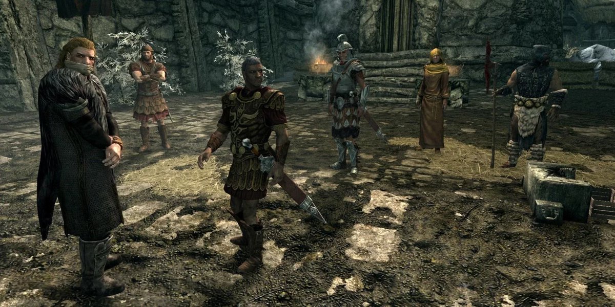 TheSaveFile's tweet photo. After 8,000 hours, Skyrim player uncovers secret nightly NPC meetings to vent about the player’s decisions. https://t.co/gkRMdBdJH1