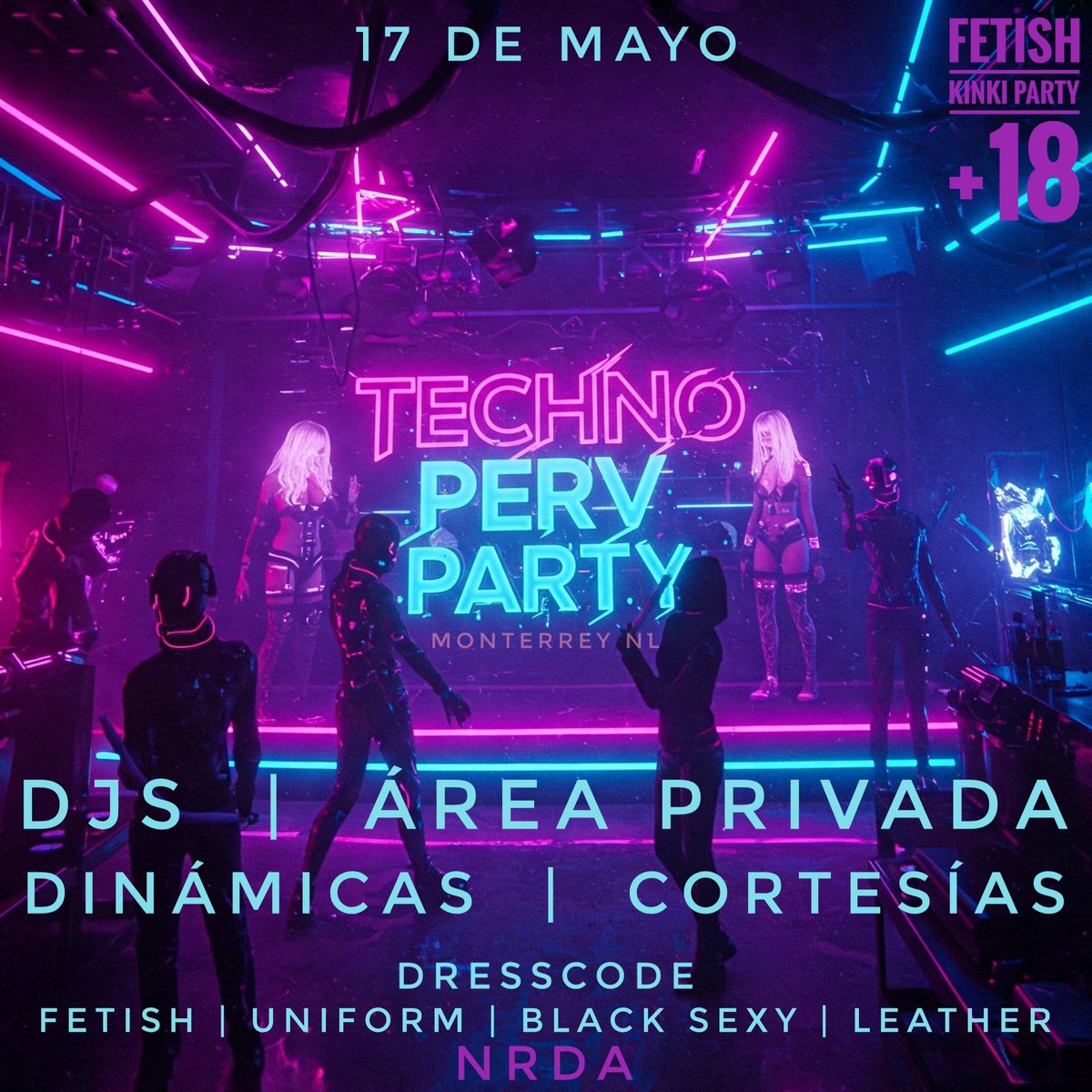 Club247Mx's tweet photo. @club247mx "Techno Perv Party" Fecha: sáb, 17 de May, 8:00 p. m.
Será un evento con un taller de Shibari (amarres eróticos) y luego el evento de música electrónica con DJ´s en vivo, puedes elegir asistir al evento o también al taller, para ver precios y adquirir tus boletos DM. https://t.co/LTTUBtC3ks