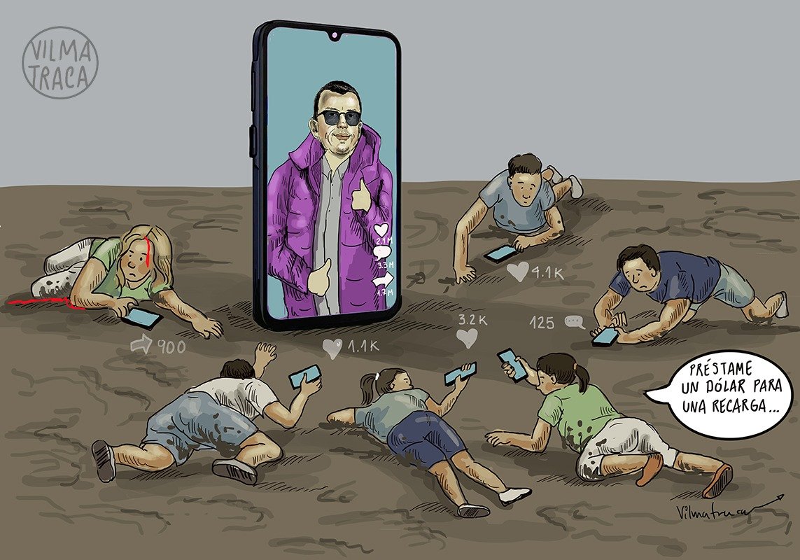 EcEnDirecto's tweet photo. #ATENCIÓN
Compartimos la caricatura de @vilmavargasva, en donde se hace alusión a la relación con la juventud en las redes sociales, para idolatrar la imagen pública de Daniel Noboa. https://t.co/e5OC6rTMw9