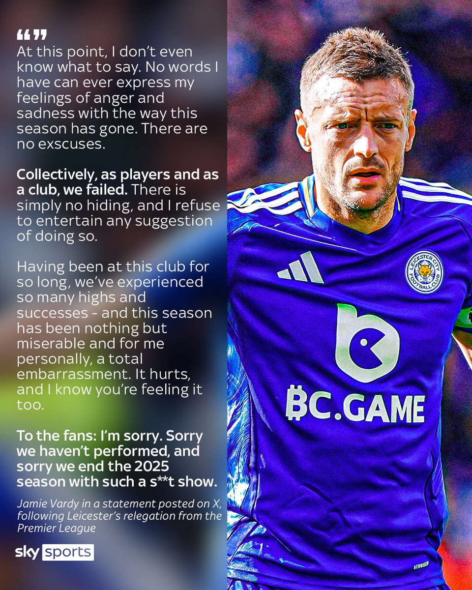 Jamie Vardy's message to fans following Leicester City's relegation from the Premier League 🗣️