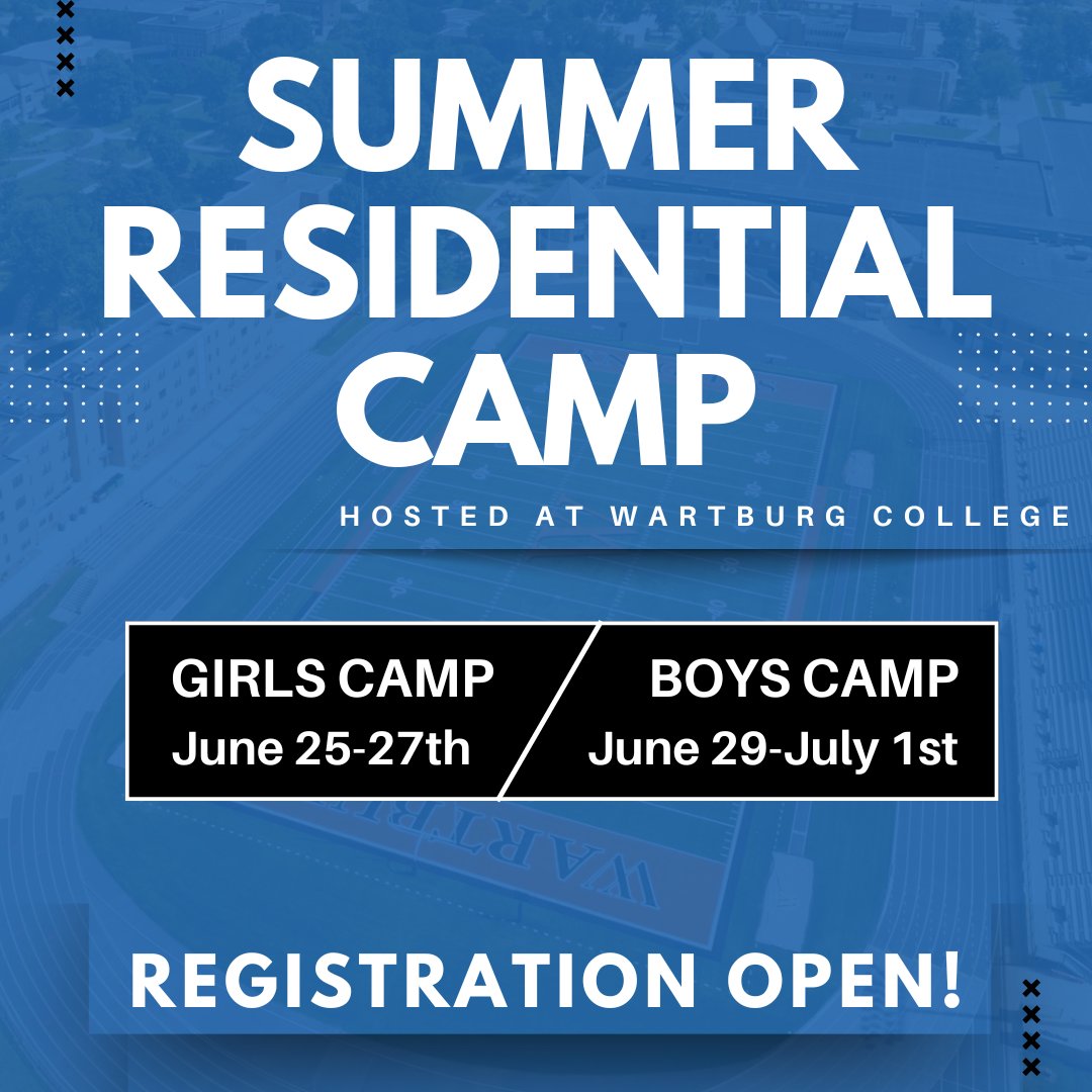 Spots are filling fast! ☀️⚽

Register now for the 2025 Summer Residential Camp at Wartburg College! This 3-day overnight camp is for boys and girls with 2012-2015 birth years.

Learn more and register today: tinyurl.com/yc2dft36!