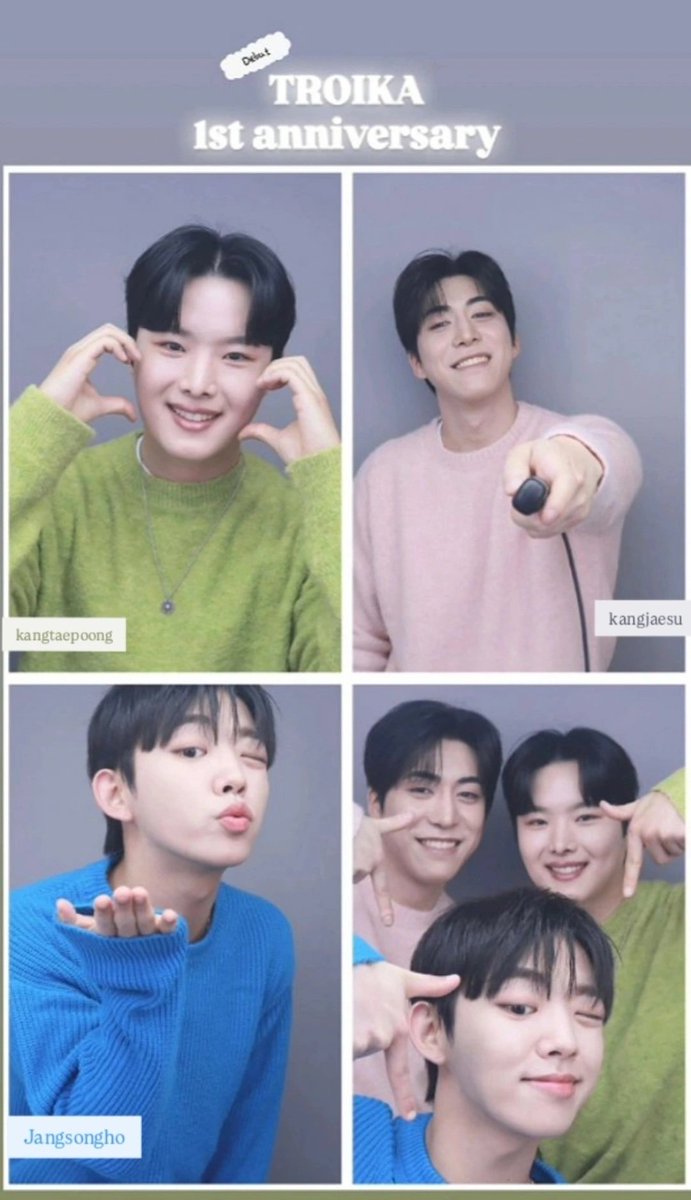 [ #📅 ]
💜TROIKA 1st anniversary💜

#TROIKA #트로이카
#강태풍 #kangtaepoong
#강재수 #kangjaesu
#장송호 #jangsongho
#데뷔 #1주년 #축하해요