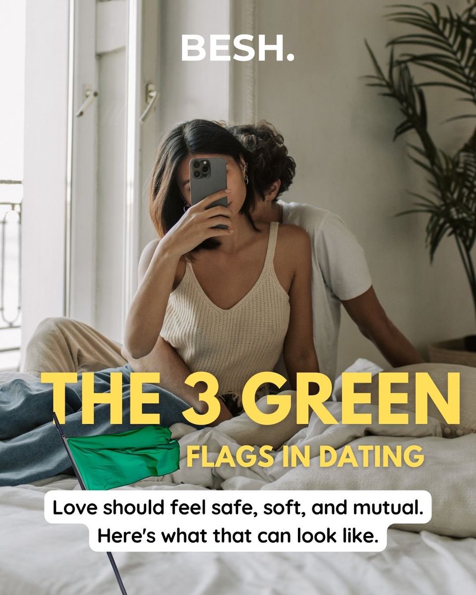 gobeshgo's tweet photo. Love isn’t supposed to feel like guessing games.
Here are 3 green flags to look out for 💚
Soft. Safe. Mutual. Just as it should be. ✨
#GoBesh #GreenFlags #HealthyLove https://t.co/asS7PXFvbY