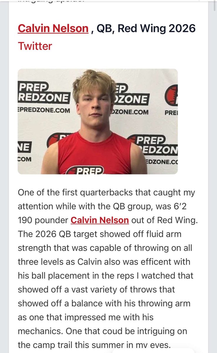 Thank you <a href="/NWahlScouting/">Nate Wahl</a> for the write up! <a href="/PrepRedzoneMN/">Prep Redzone Minnesota</a>