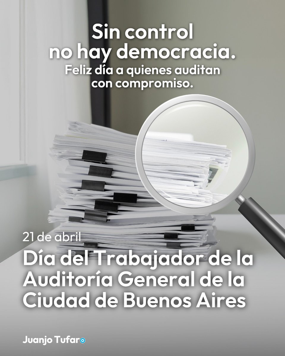 La transparencia no se declama, se defiende.
El control fortalece la democracia.
Un gran abrazo a los compañeros  de la <a href="/auditoriacaba/">Auditoría General de la Ciudad de Buenos Aires</a>, quienes todos los días trabajan por la transparencia y hacen de eso una vocación.
Feliz día del trabajador de la AGCBA!
