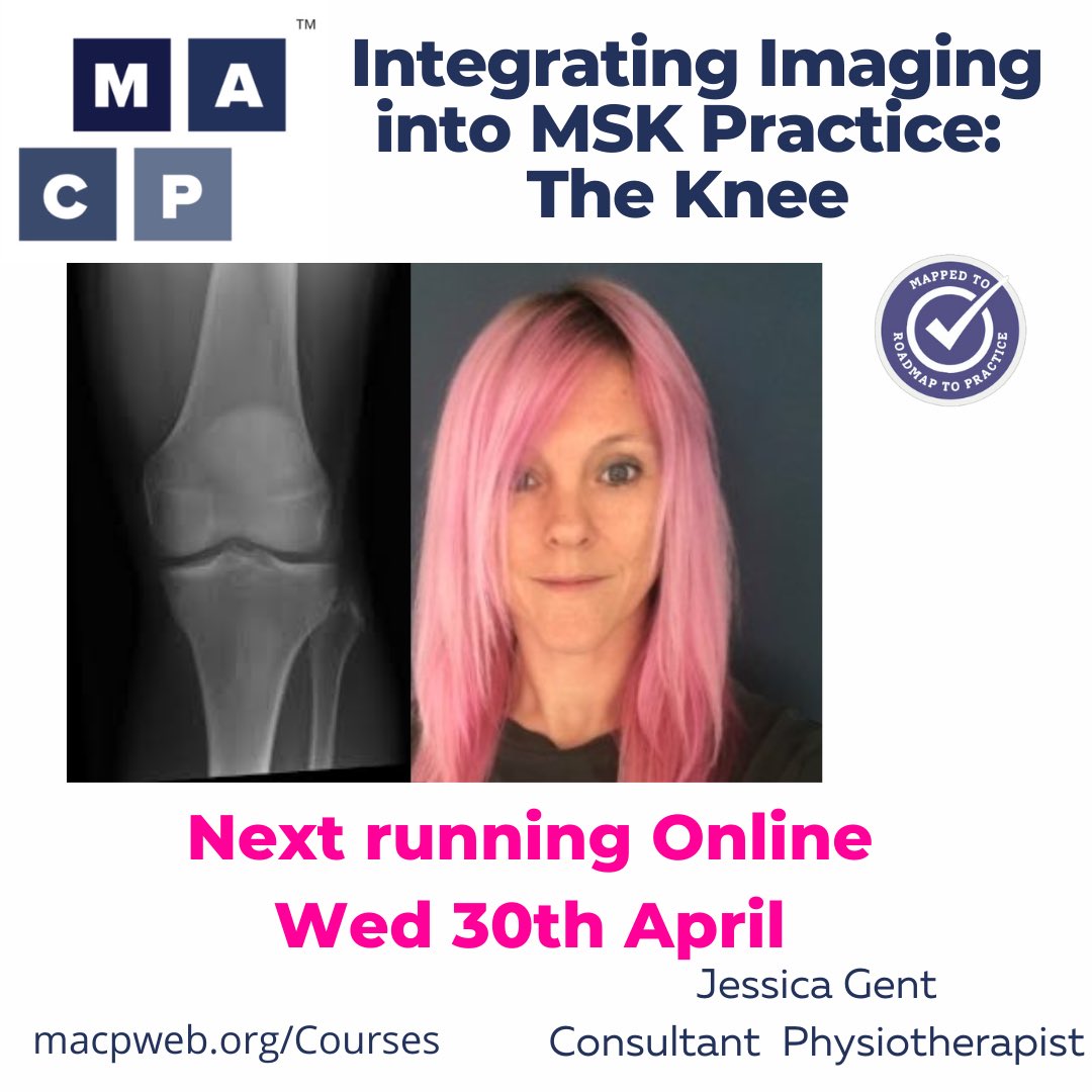 MACP (@physiomacp) on Twitter photo Wed 30th April 08:45-17:00
Still time to join <a href="/jessgent78/">Jessica Gent</a> for Integrating Imaging into MSK Practice the knee.
Learn how to request & the basics of interpreting MSK imaging for the knee to enhance patient care. Jess has extensive experience as an AP in lower limb and also brings Wed 30th April 08:45-17:00
Still time to join <a href="/jessgent78/">Jessica Gent</a> for Integrating Imaging into MSK Practice the knee.
Learn how to request & the basics of interpreting MSK imaging for the knee to enhance patient care. Jess has extensive experience as an AP in lower limb and also brings