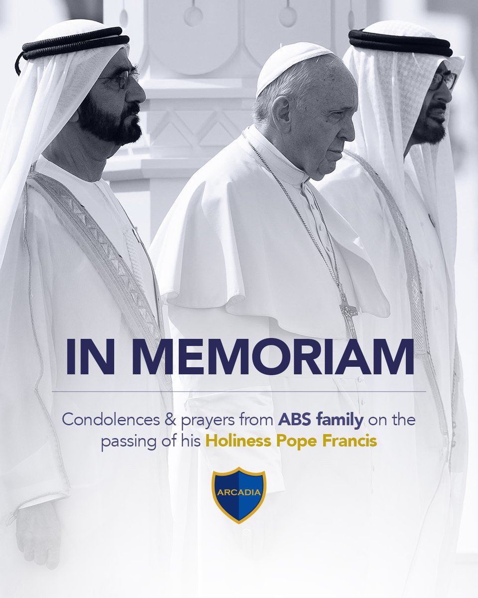 ArcadiaSch's tweet image. On behalf of ABS, we extend our heartfelt condolences on the passing of Pope Francis. His life of service, humility, and unwavering commitment to peace and education inspired millions around the world.