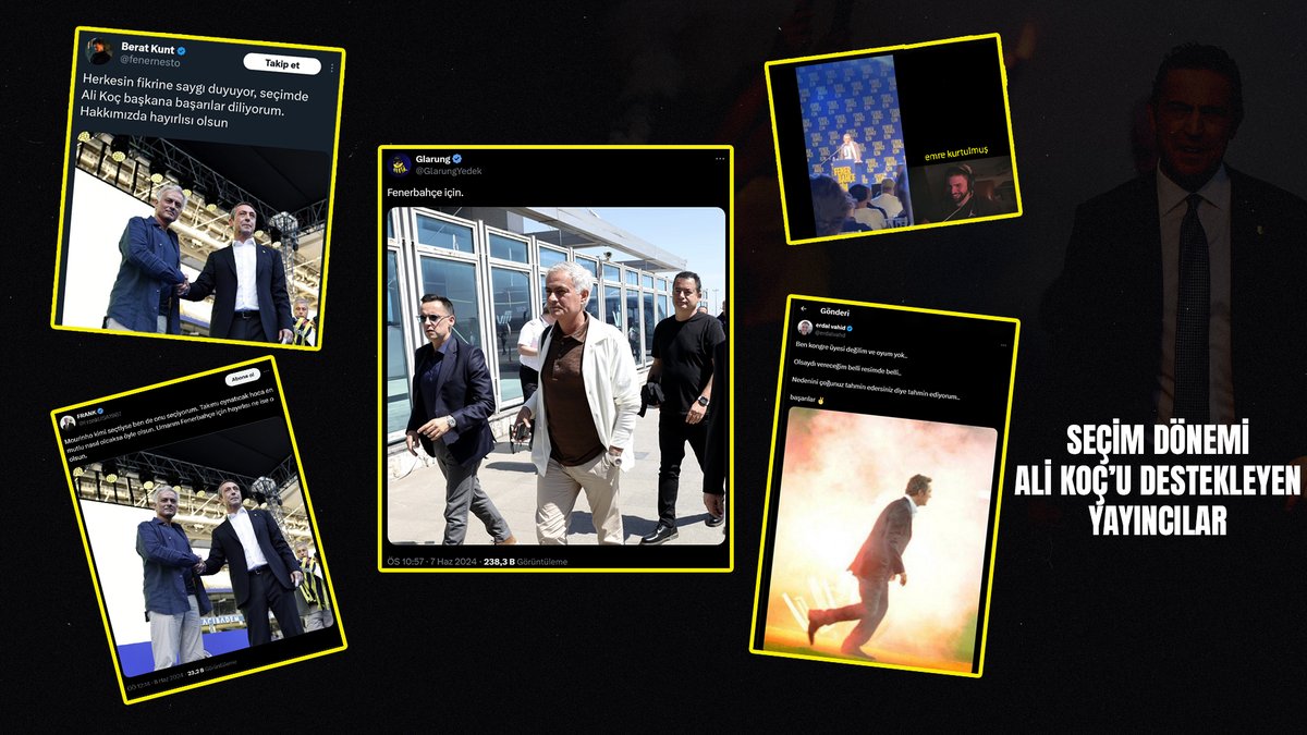 Söz verdiğimiz üzere. Yorumsuz paylaşıyoruz.

Seçim döneminde Ali Koç'u/yönetimini destekleyen yayıncılar.