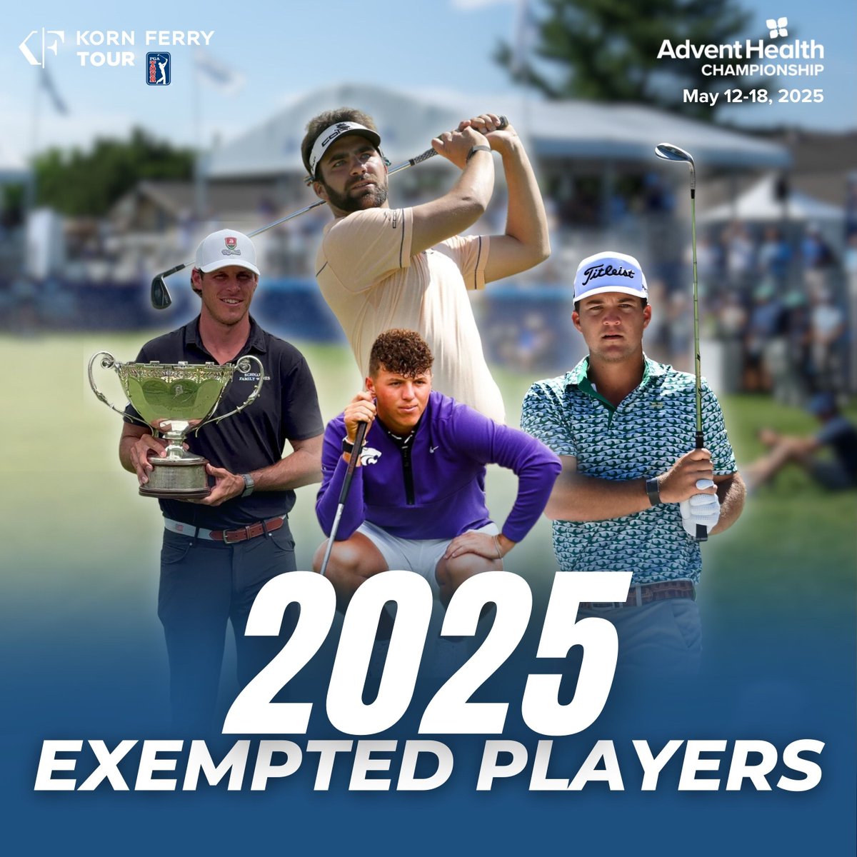 Now introducing our Player Exemptions for the 2025 AdventHealth Championship - Andrew Kozan, Nicklaus Mason, Curtis Thompson, and Joseph Winslow.

Click the link in our bio to read more. 

#AdventHealthChampionship #ItsMoreThanGolf #KCHeartland #KornFerryTour #PlayerExemptions