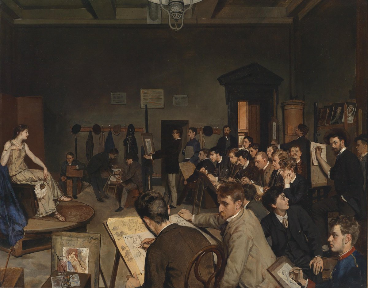 artnau's tweet photo. The Model (Students in the Art Room), c.1910 by anonymous https://t.co/cZfhidQNm4