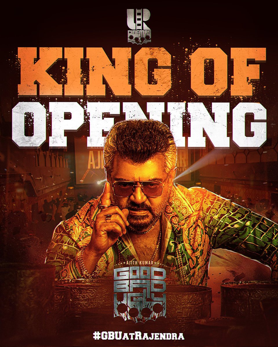 BOSouthIndian's tweet photo. #GoodBadUgly 11 Days Tamilnadu BoxOffice Estimate;

Week 1  (8D) - ₹120 Cr
Day9 - ₹6 Cr
Day10 - ₹6.15 Cr
Day11 - ₹7.15 Cr

Total Gross - ₹139.3 Cr

Towards 150 Cr Club 🔥 https://t.co/KvxYruvLIL