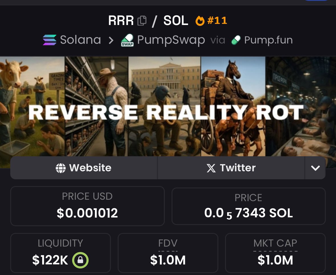 10k > 1m 

told y’all on this post at 14k $RRR has too much potential. 

jobs still not finished. <a href="/reverseRRsol/">ReverseRealityRot</a> 

GpRPGRTSi3c8d5guijerpge7eEJvawva3gFguRXKpump