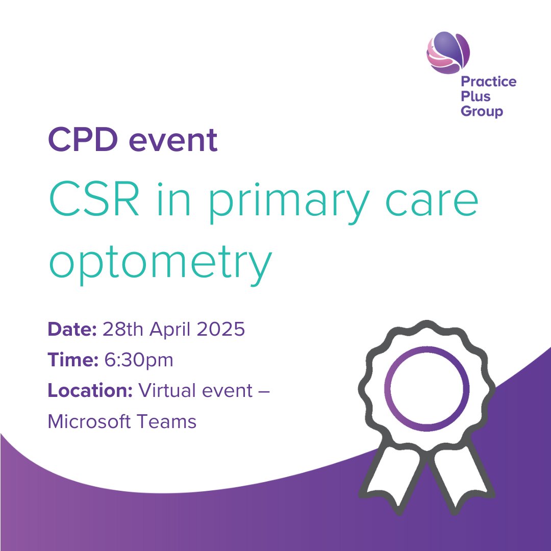 PracticePlusGrp's tweet image. Join our virtual CPD event coming up next week! 👁️⏳

Join Professor Yit Yang on 28th April for an in-depth session on CSR in Primary Care Optometry. Stay informed and elevate your practice with expert insights!

🔗Register for free here: bit.ly/3QJSycc

#CPD