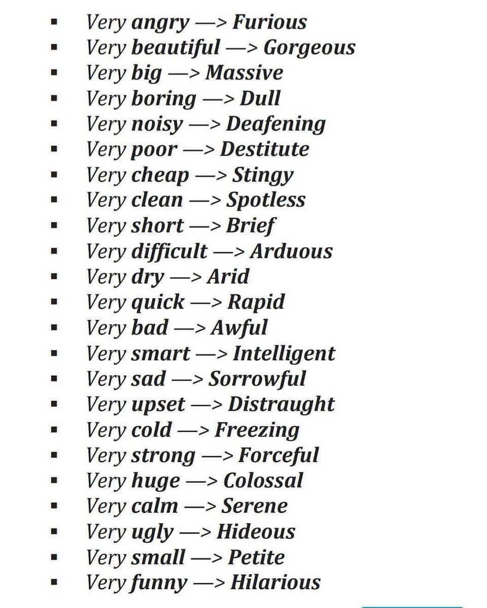 Use these words instead of 'very'