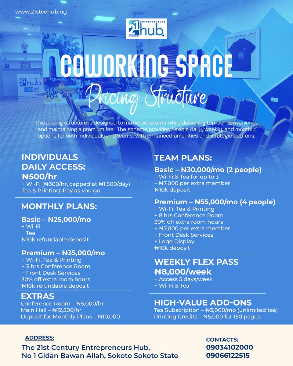 POV: You own the coworking space like a boss! 👀🤌🏻

#21stcehub #coworkingspace #workspace #coworking #coworkinglife #coworkingnigeria #Nigeria #coworkingcommunity #coworkingspaces #coworkingplace #work  #BHIVE #Sokoto