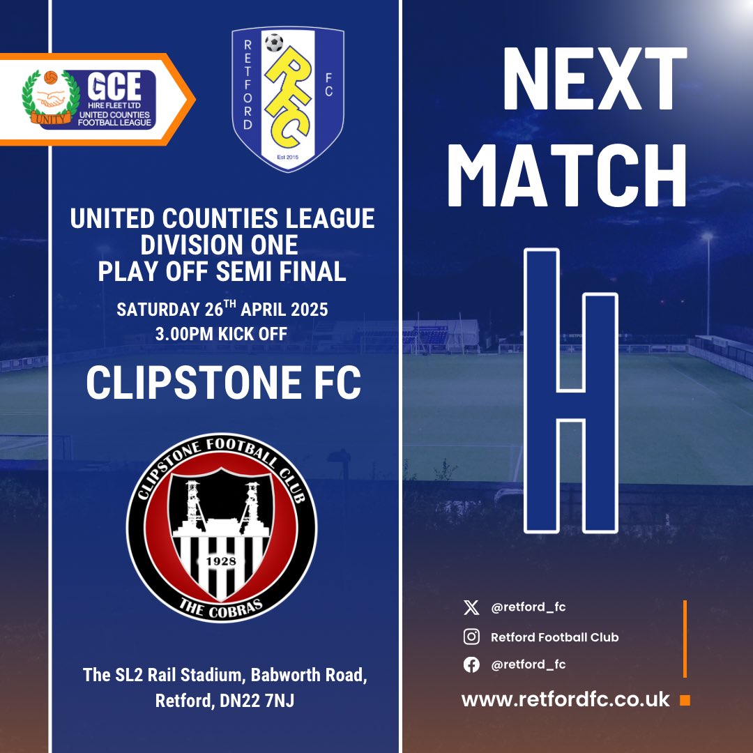 NEXT MATCH : It’s the Play Off Semi Final at home to <a href="/ClipstoneFC1/">Clipstone FC</a>