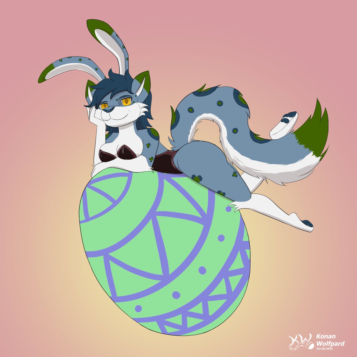 KonanWolfpard's tweet photo. "Konan partially transforms into a half bunny to celebrate Easter with a special egg."
 
HAPPY Easter DAY!! =^w^=

#furry #furryart #furryartwork #illustraion #drawing #Easter2025 #Easter https://t.co/Y4Ls8tMWgX
