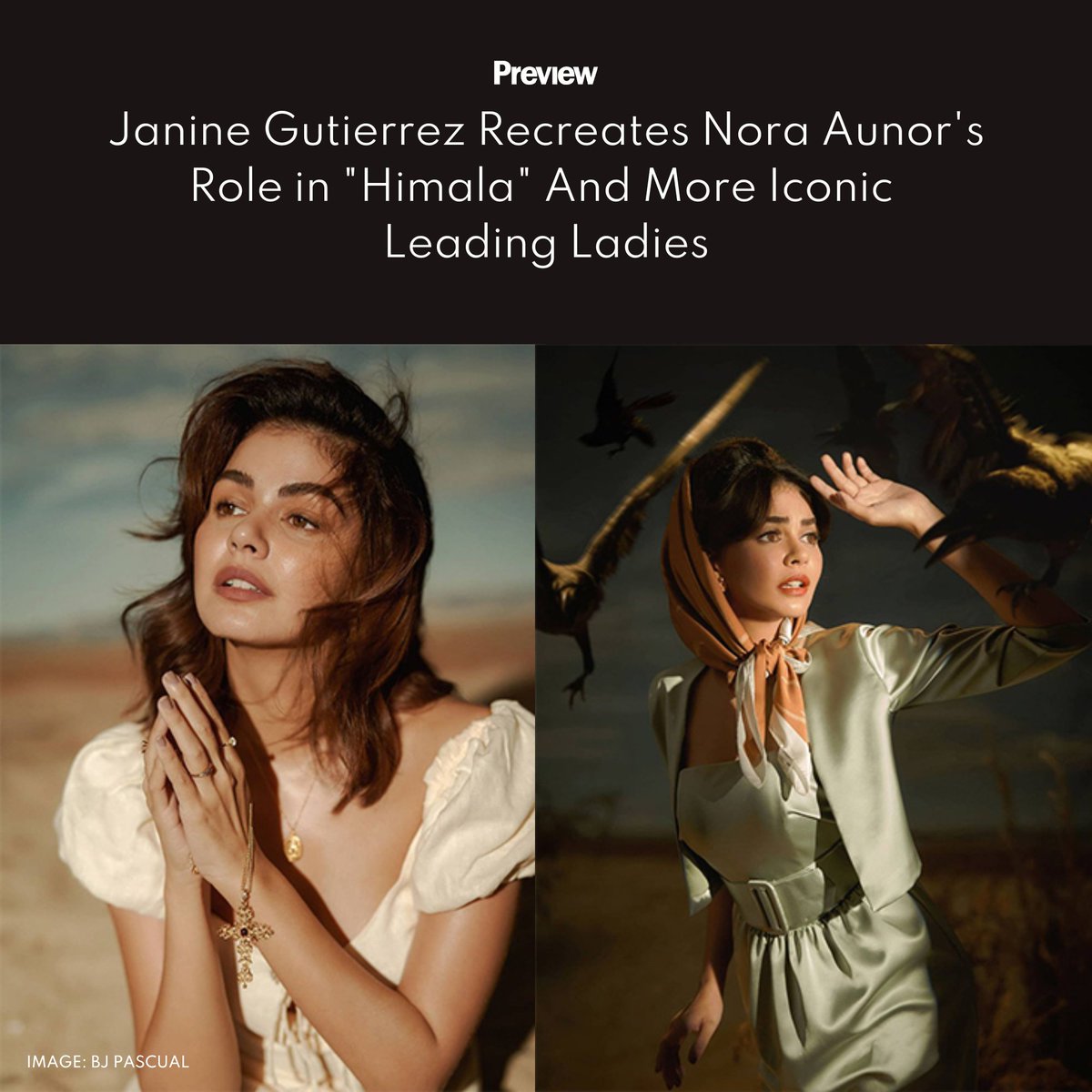 previewph's tweet photo. #FromTheArchives: #JanineGutierrez steps into the shoes of #NoraAunor, #TippiHedren, and #DianeKeaton in a fashion tribute that celebrates both her acting range and timeless film style. See how #BJPascual, #MJBenitez, and more brought each look to life: https://t.co/bS9cXNmD5k https://t.co/kAkVSpzuON