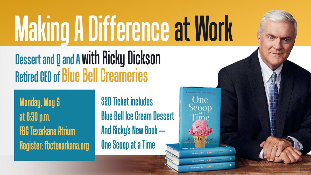 For our friends near Texarkana! 🎤 We’re excited to share that Ricky Dickson will be at FBC Texarkana. If you’re nearby, don’t miss this evening of faith, leadership, and connection!   

Find more details and sign up here: fbctexarkana.org/event-details/…

#Leadership #FaithInAction