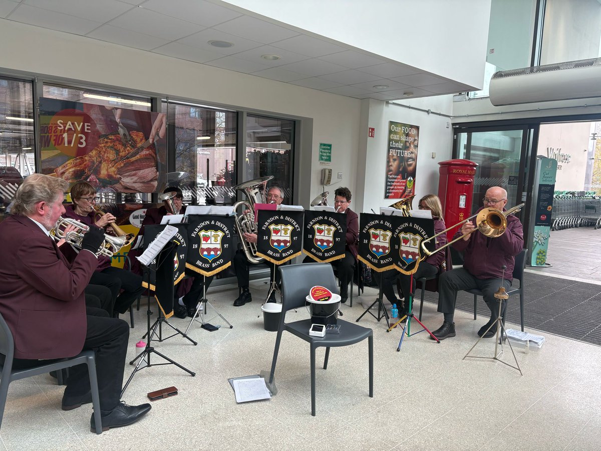 Entertaining the public today, <a href="/waitrose/">Waitrose & Partners</a> chester, adding vital funds to help Keep the Brass Band tradition alive,
We have player vacancies if you are interested Contact our secretary Amy Leather 
Info@farndonband.org.uk