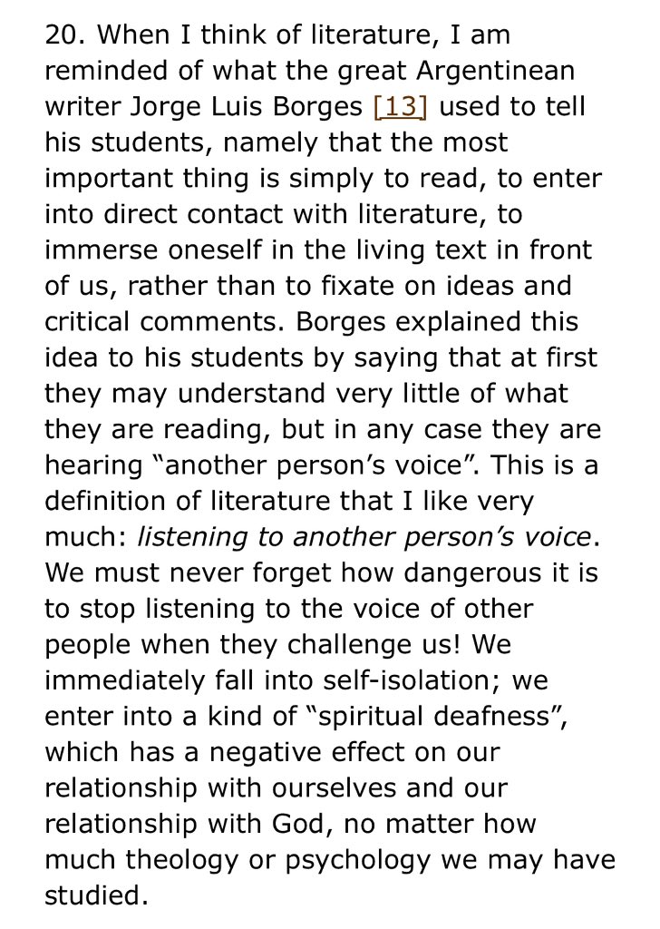 Thinking about Pope Francis and his Letter on the Role of Literature in Formation: