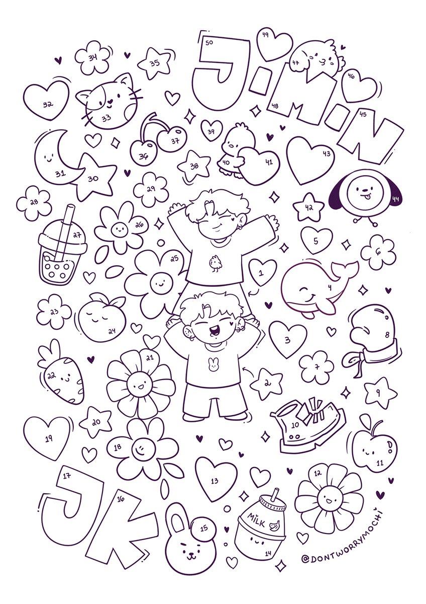 Hiii! 🥹 We are finally counting the last 50 days! If you color one number each day, by the time you finish painting these drawings, our boys will be back! Join me to color the days away while we wait! I'll leave the link to download the pdf below 💜💗💖