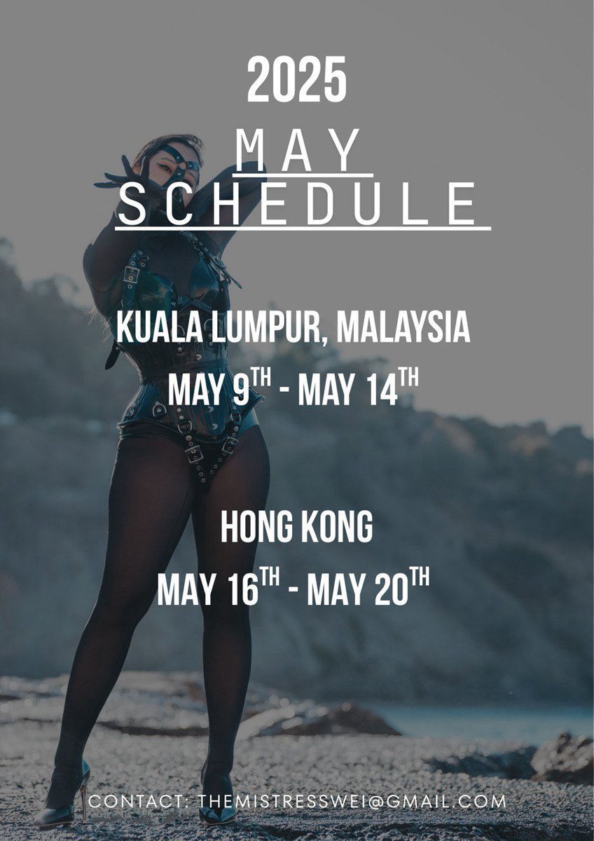So, who guessed right? 

Kuala Lumpur &amp; Hong Kong submissives, see you in May!

Returning subs &amp; filming collabs will be prioritised. 

Newcomers, send a well-worded email to: 
themistresswei@gmail.com

Tag: <a href="/AsiaDomina/">Asia Dominatrix</a> 
Photo by: <a href="/jus_ig/">justin Ignatius Seow</a>