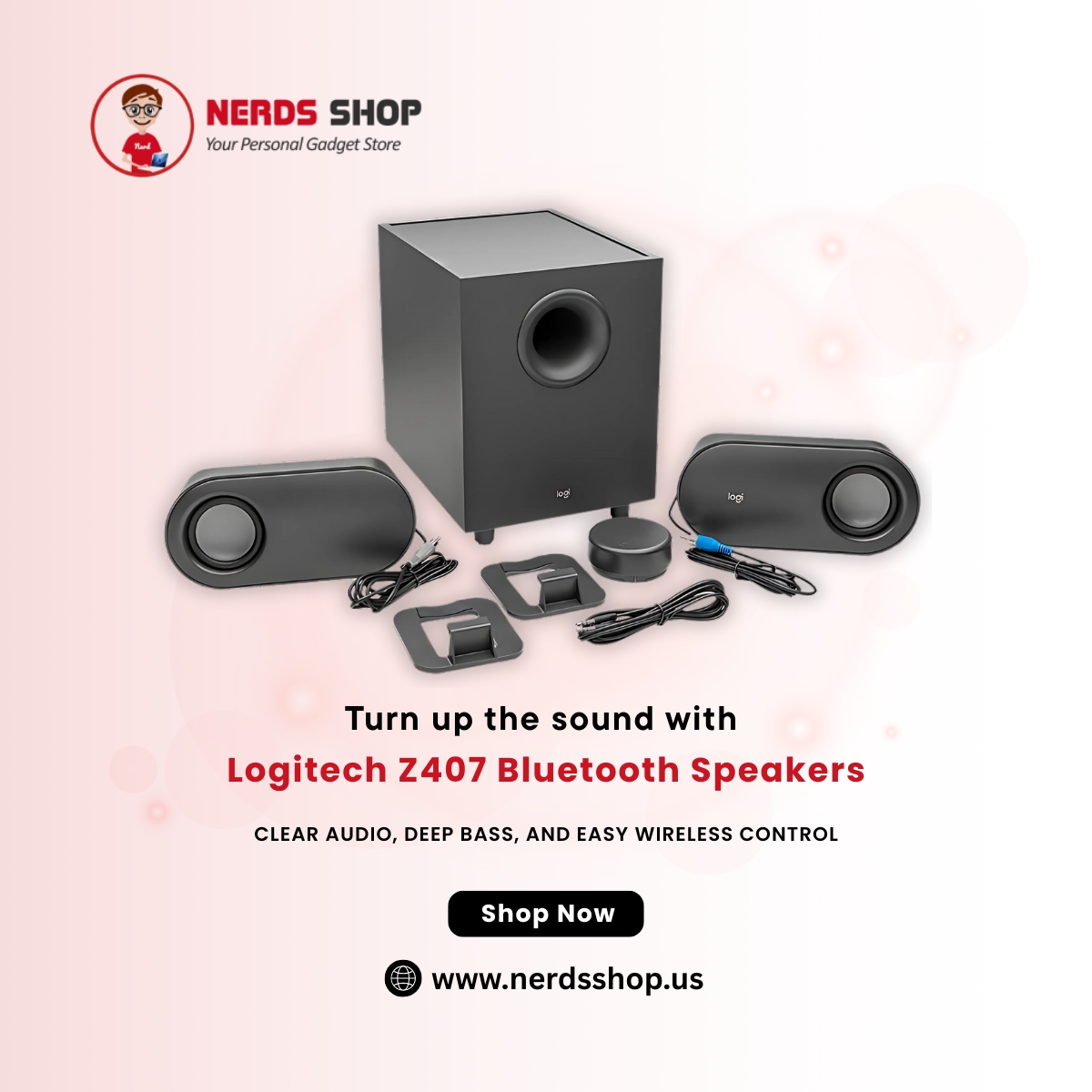 nerdsshop's tweet image. Turn up the volume and feel every beat!
Get the Logitech Z407 Bluetooth Speakers for crystal-clear audio, powerful bass, and wireless freedom.
Perfect sound. No strings attached.

🛒 Shop now: nerdsshop.us

#logitechspeakers #bluetoothspeakers #nerdsshop #wirelessaudio
