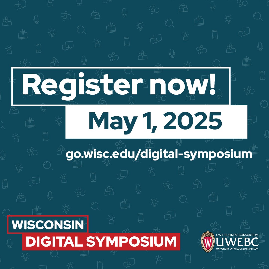 Join us May 1 for the 4th annual Wisconsin Digital Symposium hosted by <a href="/UWEBCweb/">UWEBC</a>. This half-day event is designed for technology and business leaders navigating the fast-moving digital landscape—from generative AI to intelligent, connected products. uwebc.wisc.edu/wisconsin-digi…