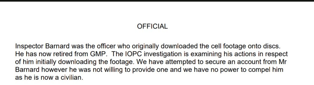 ImanZayna's tweet image. The IOPC are claiming the missing footage never existed and wasn&apos;t deliberately deleted. They claim to have an &apos;expert&apos; to verify this. 

The officer who downloaded the disks Inspector Lloyd Barnard has &apos;retired&apos; and didn&apos;t agree to being interviewed by them.

@AndyBurnhamGM…
