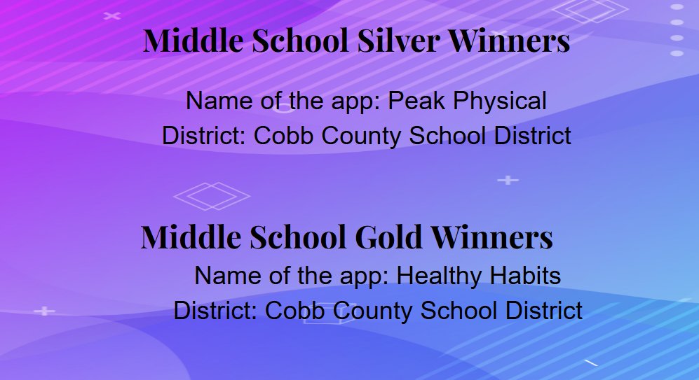 GaDOE_CS's tweet image. 🎉 Congrats to the winners of the CS4GA App &amp;amp; Design Challenge! Students created apps promoting physical fitness, mental wellness, &amp;amp; healthy habits. We’re so proud of their innovation &amp;amp; can’t wait to showcase some of their work at #CSCon this summer.