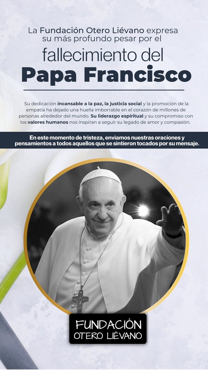 Lamentamos el fallecimiento del Papa Francisco 🕊️🤍

#ElPapaFranciscoFue
