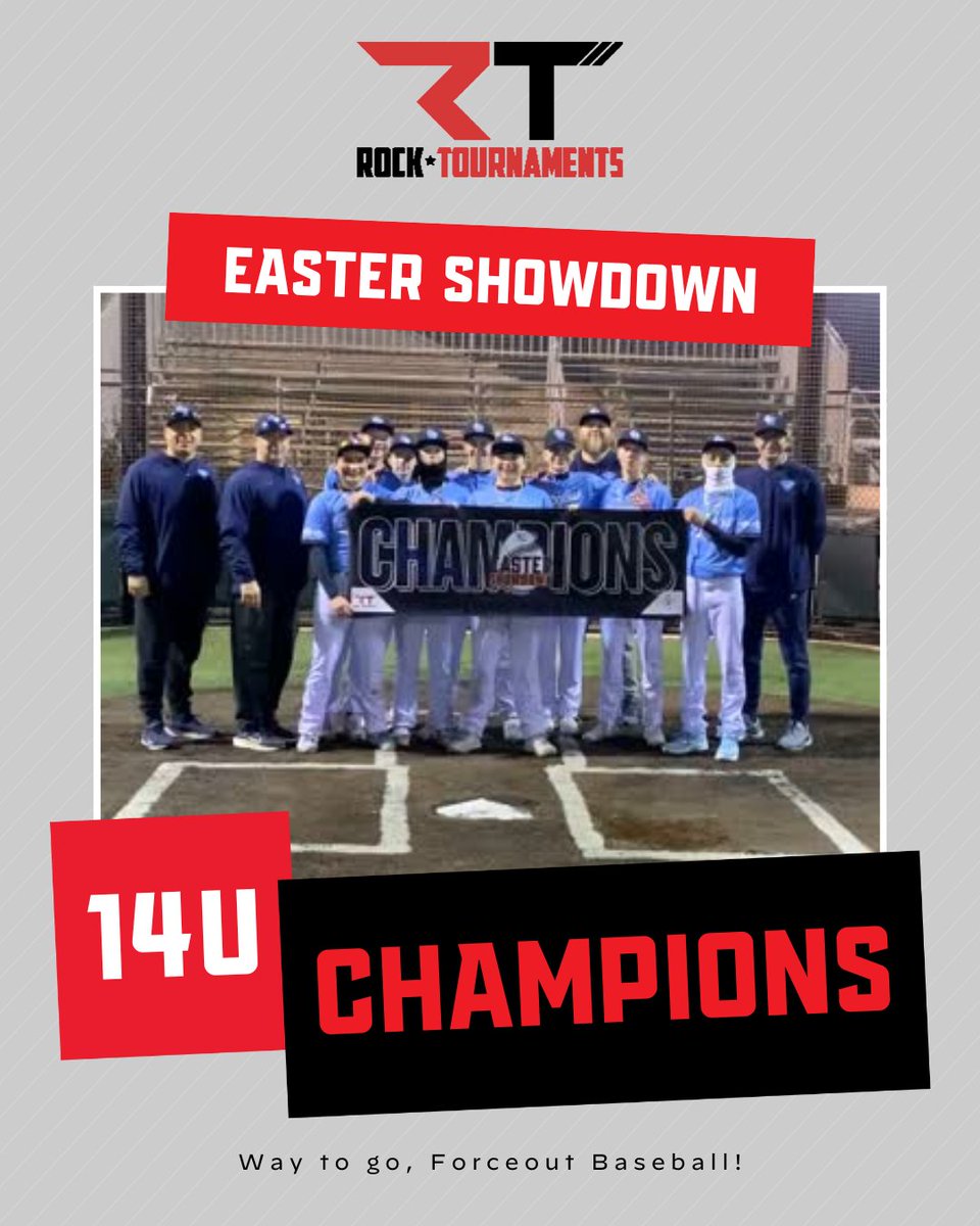 Rock Tournaments (@rocktournaments) on Twitter photo 🥇 CHAMPIONS 🥇
Congratulations to our champs from this weekend’s Easter Showdown at the Rock! They brought the effort, the energy, and the teamwork this holiday weekend.
• 11U - <a href="/stiksacademy/">GRB STiKS Baseball</a> - Derouin
• 13U - <a href="/stiksacademy/">GRB STiKS Baseball</a> - Black - Tojo
• 14U - <a href="/forceout/">Forceout Baseball</a> - Jaramillo 🥇 CHAMPIONS 🥇
Congratulations to our champs from this weekend’s Easter Showdown at the Rock! They brought the effort, the energy, and the teamwork this holiday weekend.
• 11U - <a href="/stiksacademy/">GRB STiKS Baseball</a> - Derouin
• 13U - <a href="/stiksacademy/">GRB STiKS Baseball</a> - Black - Tojo
• 14U - <a href="/forceout/">Forceout Baseball</a> - Jaramillo