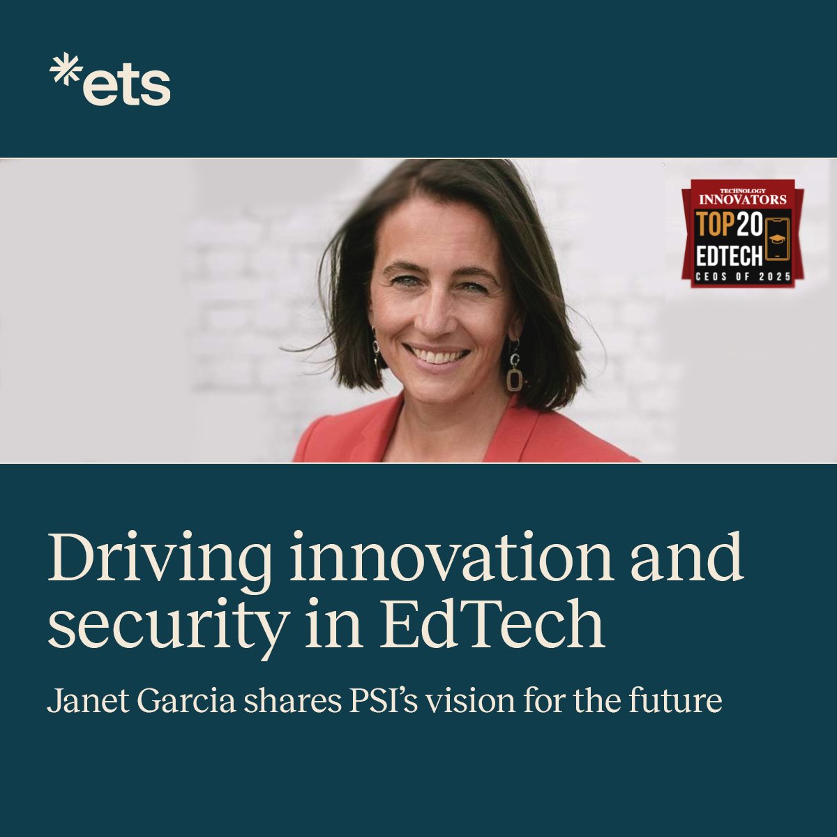 ETSInsights's tweet image. Janet Garcia, CEO of PSI, was named a Top 20 EdTech CEO of 2025 by @group_tim Her vision: rethink assessments using AI to make them smarter and more fair.
Read more: technology-innovators.com/edutech-ceos-e…
#ETS #PSIServices #AI #EdTech