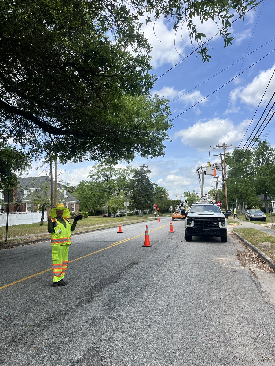 I’m celebrating Work Zone Awareness Week with a safe work zone right outside my home in Kershaw, SC!  <a href="/DukeEnergy/">Duke Energy</a> has a huge project underway to upgrade reliability and improve capacity for years to come. Special thanks to Taji (pictured here) for keeping our crews safe 🚧