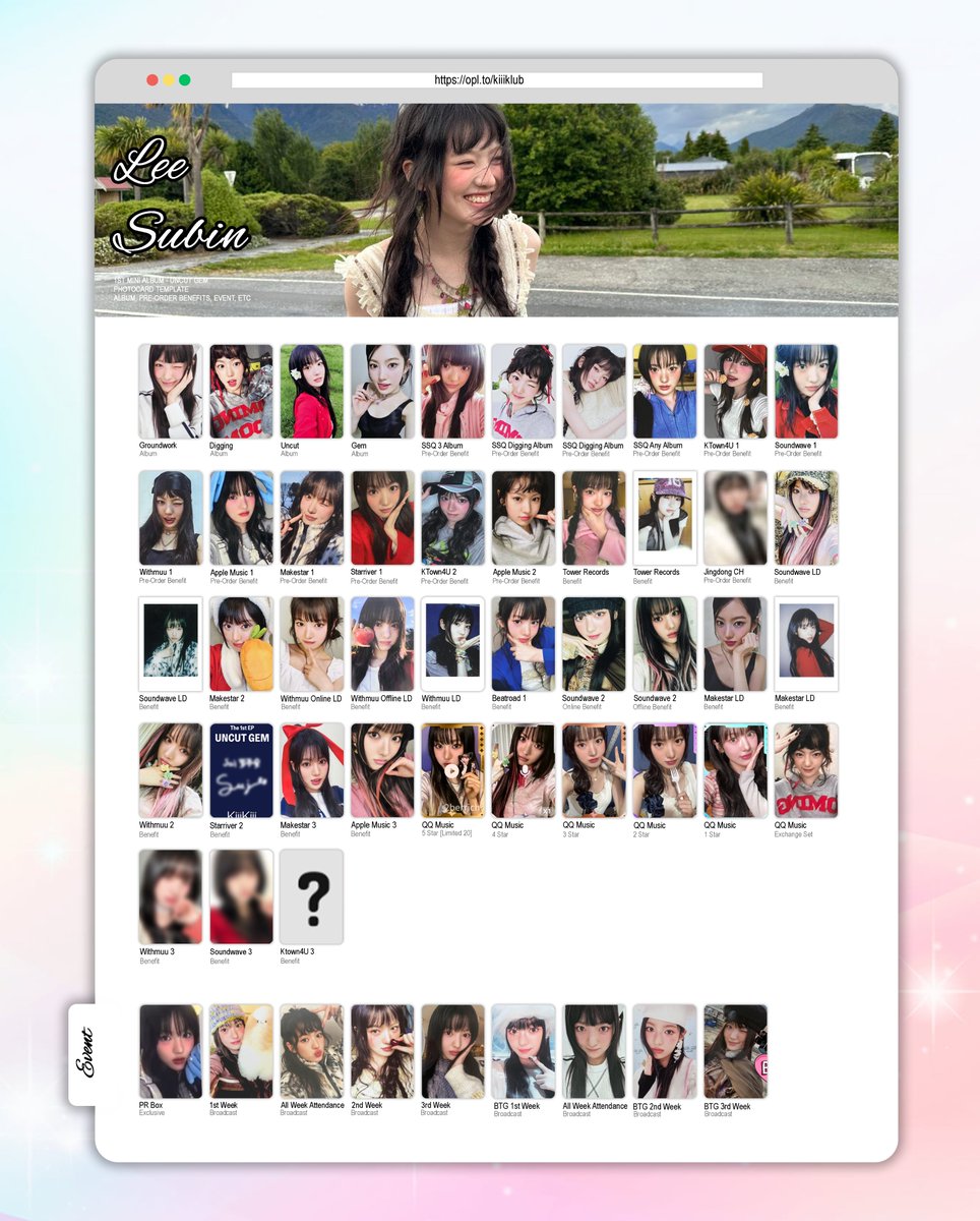 KiiiKiii Uncut Gem Debut Individual Member Photocard Template