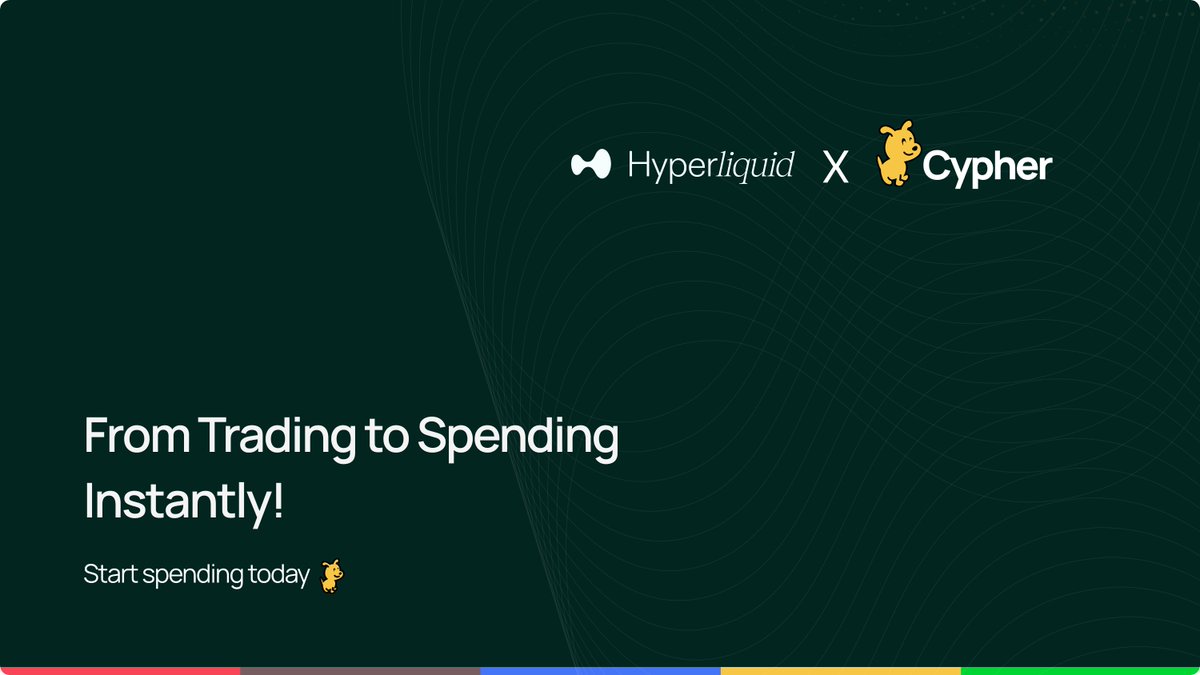 Cypher_HQ_'s tweet image. BIG NEWS 

Hyperliquid is now LIVE on Cypher! 

Buy coffee. Book flights. Shop online. 
Use your perps and spot balances at millions of stores worldwide. 

Trade on @HyperliquidX. Spend with Cypher in seconds!

Here's how it works ⬇️