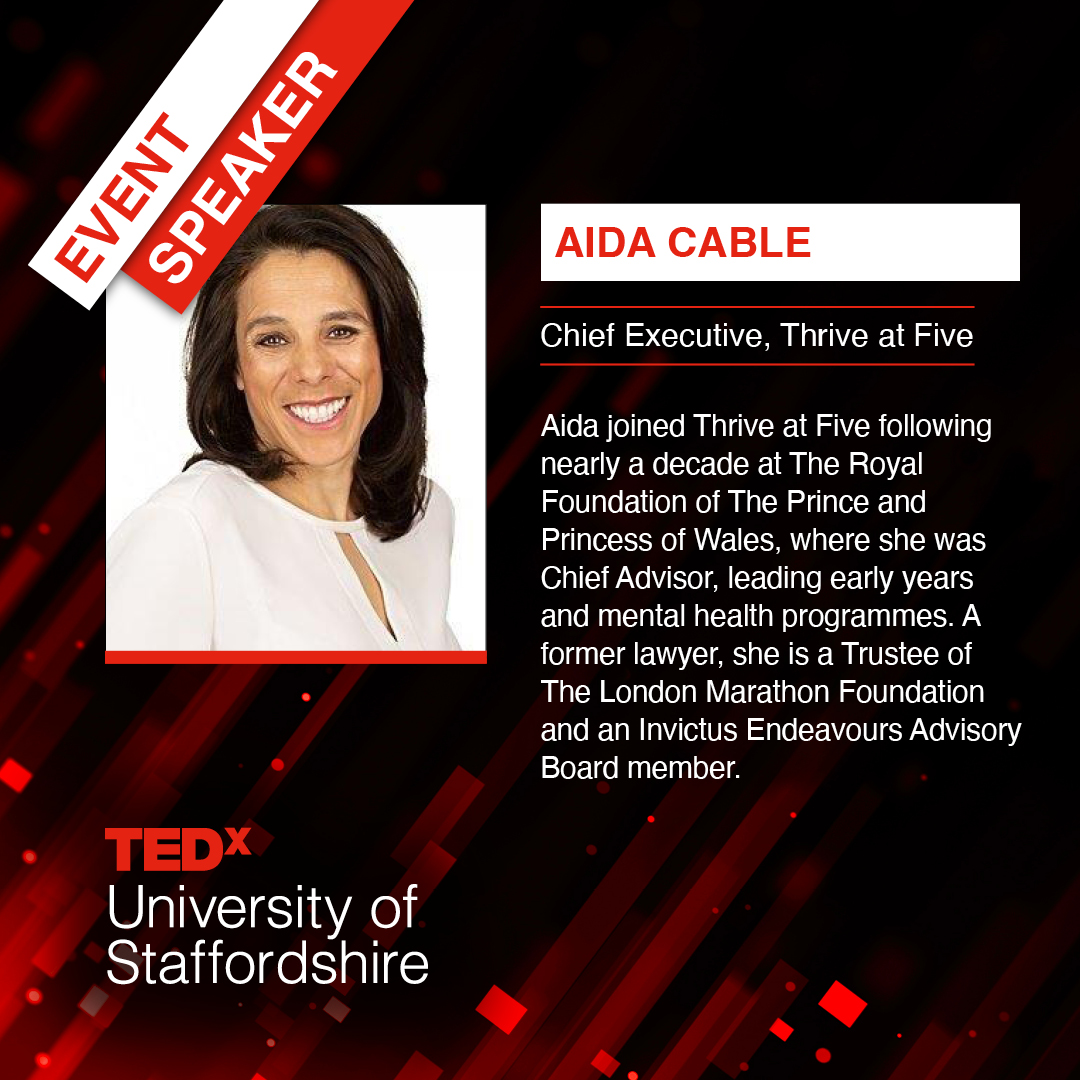 We’re excited to welcome Aida Cable, Chief Executive of Thrive at Five, to the TEDx University of Staffordshire stage!

Early Years Advocate. Change-Maker. Community Leader.

Tickets drop in April! See the full speaker line-up: bit.ly/4j4bO0i
